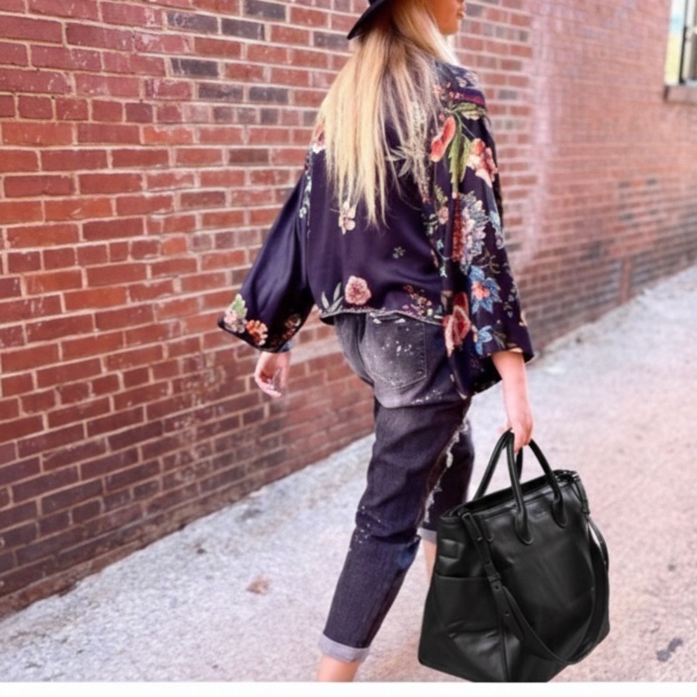 Beck Bags NYC Booty Call Black Pebbled Soft Leather Tote Bag + Dust Bag -EUC